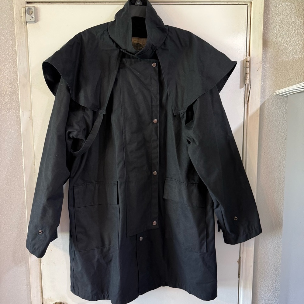 Sidney Oilskyn Drovers Coat Black Waxed Tranch Riding Wester Australia